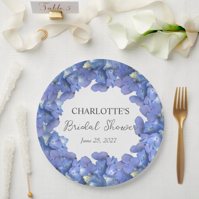 Prato De Papel Chá de panela Personalizado de Blooms de Hydrangea (Casamento)