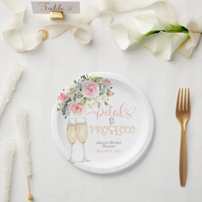 Prato De Papel Chá de panela Petals & Prosecco (Casamento)