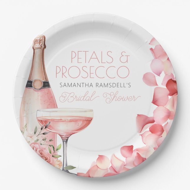 Prato De Papel Chá de panela Pink Petals & Prosecco (Frente)