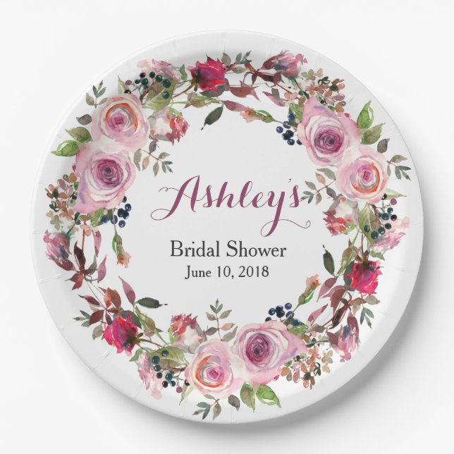 Prato De Papel Chá de panela rosa rosa púrpura (Frente)