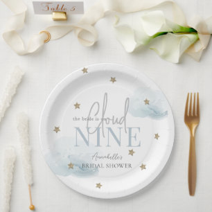 Prato De Papel Chá de panela Star Dourado da Nuvem 9 Azul