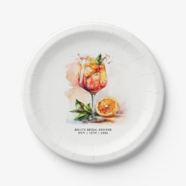 Prato De Papel Chá de panela Watercolor Aperol Spritz