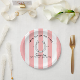 Prato De Papel Chá Derby Personalizado Cor-de-Rosa Cabana Stripes