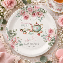 Chá Floral Rosa com o Chá de Bebê da Futura Mamãe