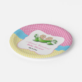 Prato De Papel Chá gêmeo de bebê - Duas ervilhas em um pote