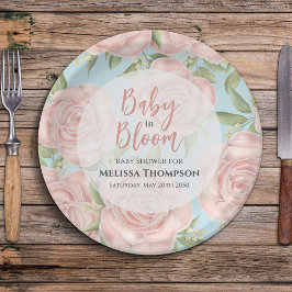 Prato De Papel Chá Personalizado De Menina Floral Rosa