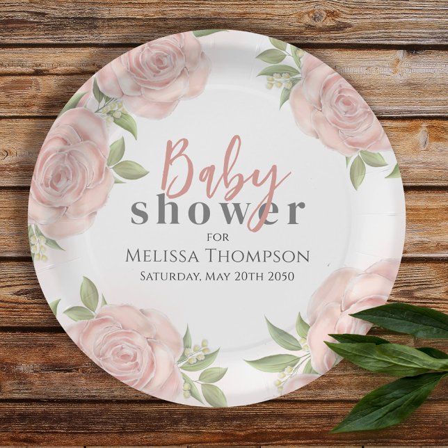 Prato De Papel Chá Rosa Floral Baby Girl (Criador carregado)