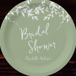 Prato De Papel Chá Verde Folhas Botânicas Noivado