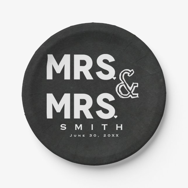 Prato De Papel Chalkboard Chalk MR & MR Gay Noivado Casamento (Frente)
