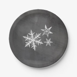 Prato De Papel Chalkboard Snowflakes Feliz Natal