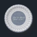 Prato De Papel Chambray azul denim & colocar placa de papel perso<br><div class="desc">Design de chambray e lacre</div>