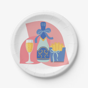 Prato De Papel Champagne e Batatas Fritas