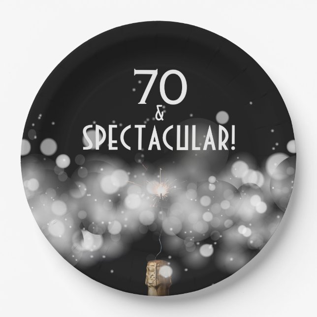 Prato De Papel Champagne e Sparkler 70 e placas de papel espetacu (Frente)