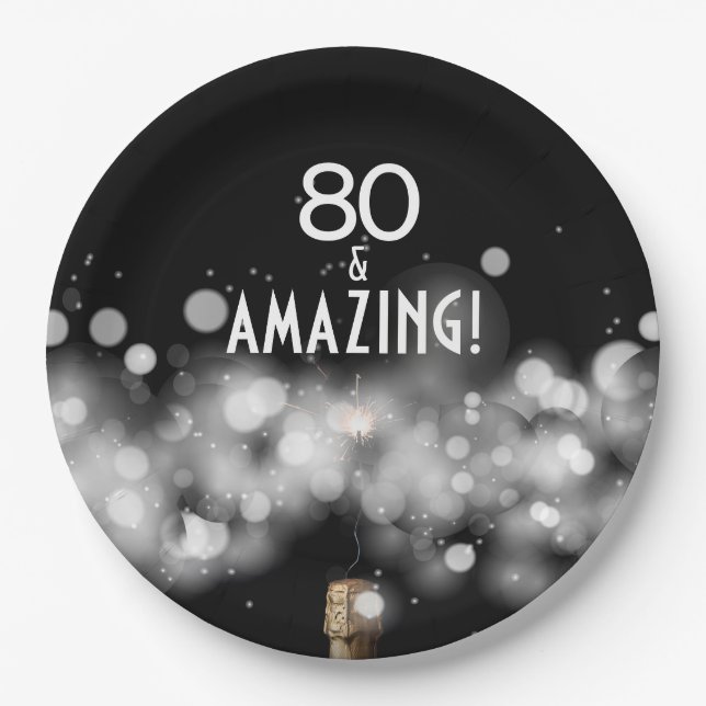 Prato De Papel Champagne e Sparkler 80 e incríveis placas de pape (Frente)