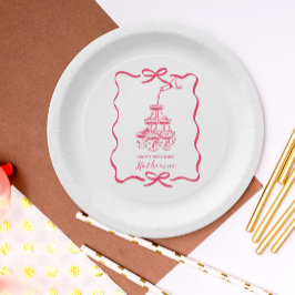 Prato De Papel Champagne Tower White Hand Drawn Birthday Party