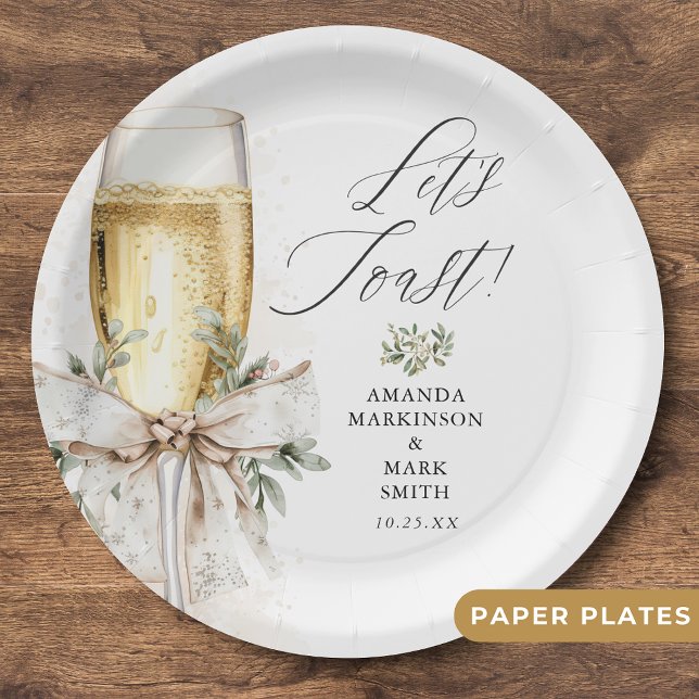 Prato De Papel Champagne Vamos Brindar Noivado de Inverno (Criador carregado)