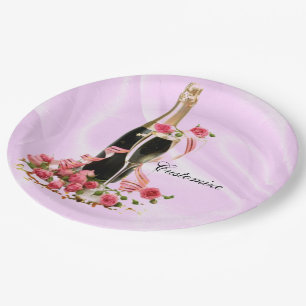 Prato De Papel Champanhe e Rosas, Placas-Latino Rosa