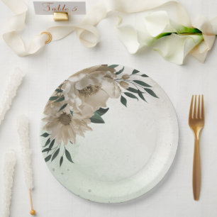 Prato De Papel champanhe romântico floresce casamento verde