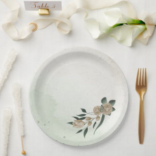 Prato De Papel champanhe romântico floresce casamento verde