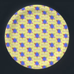 Prato De Papel Chanukah Party Designer Papéis - Judaica<br><div class="desc">Trabalho de arte judeu - Estrela de David - Chanukah - Chanukah Party Paper Plates - Tableware - Fornecimentos de Partido - Mogens David - Trabalho de arte por Debbie Davidsohn - Colorful Paper Plates - Dois Tamanhos Diferentes</div>