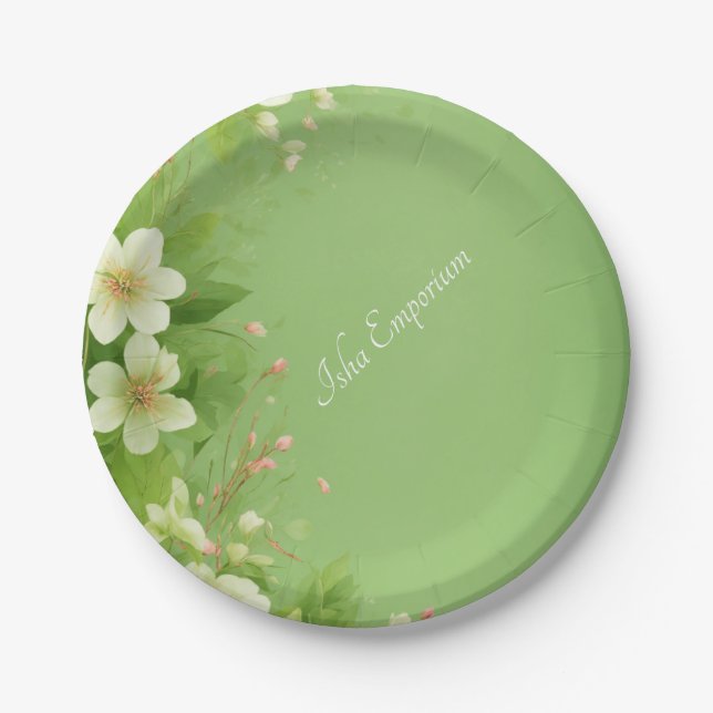 Prato De Papel Chapa de papel clássica com design floral (Frente)