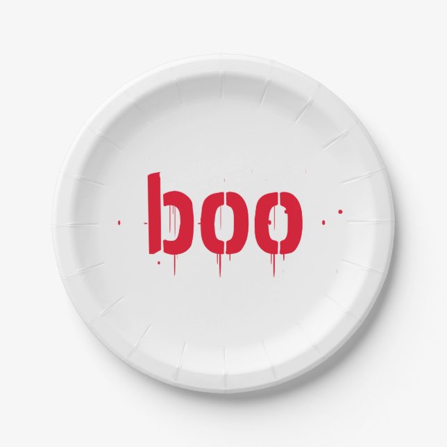 Prato De Papel Chapa de papel vermelho e assustador do Halloween (Frente)
