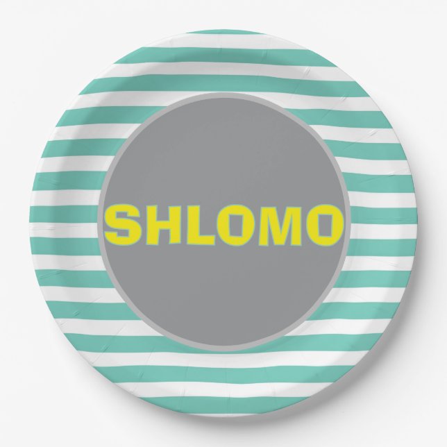 Prato De Papel Chapa verde-branca e amarela-riscada (Frente)