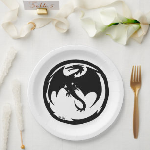 Prato De Papel Chapas brancas de papel branco do Dragão Negro
