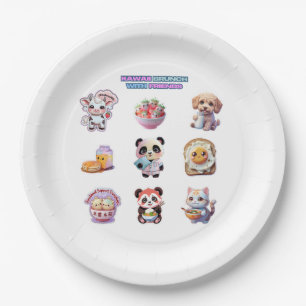 Prato De Papel Chapas de animais e Comidas, de Kawaii