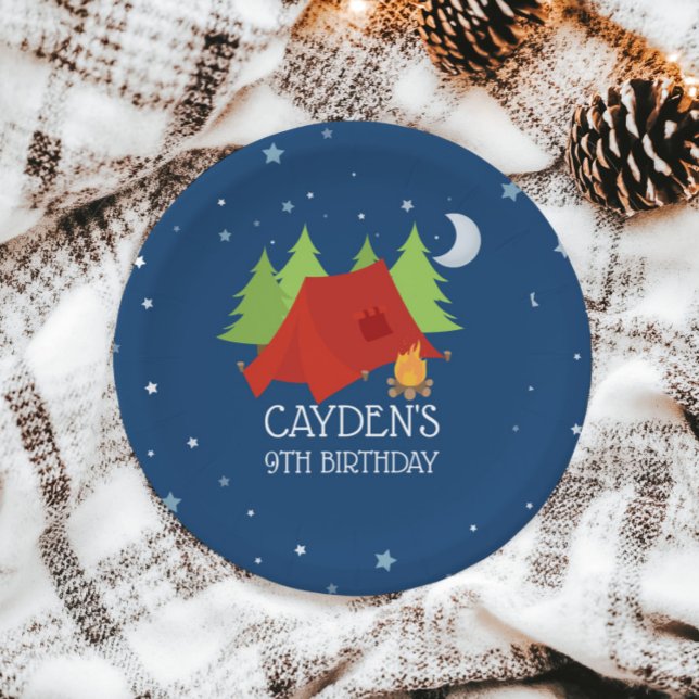 Prato De Papel Chapas de Festa de aniversário de campismo (Criador carregado)