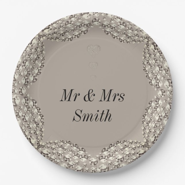 Prato De Papel Chapas de festa de casamento personalizadas, bonit (Frente)