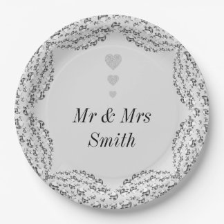 Prato De Papel Chapas de festa de casamento personalizadas, bonit
