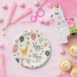 Prato De Papel Chapas de festas com animais bonitos