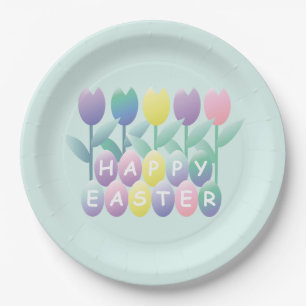 Prato De Papel Chapas de Ovos de Páscoa de Tulipas