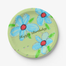 Prato De Papel Chapas de papel azuis floridas