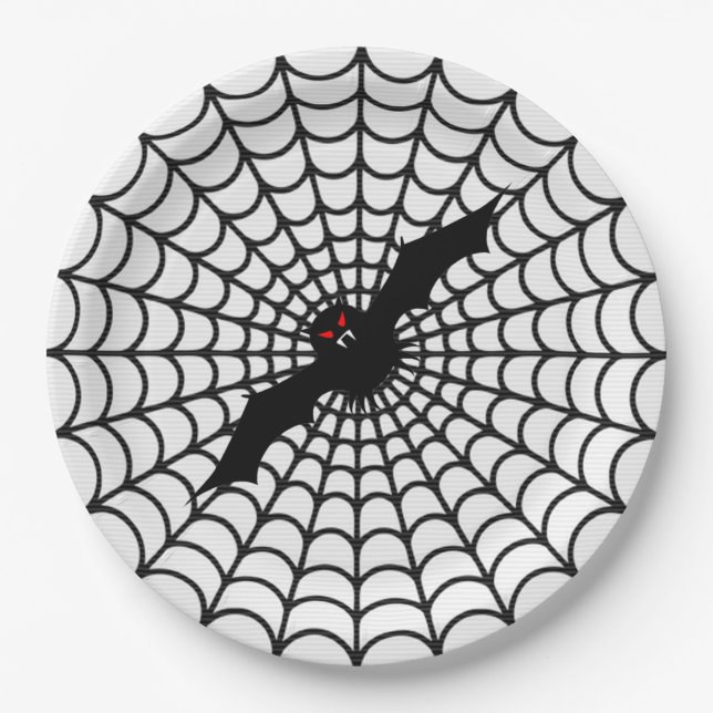 Prato De Papel Chapas de papel/bat do Halloween na Web Spider (Frente)