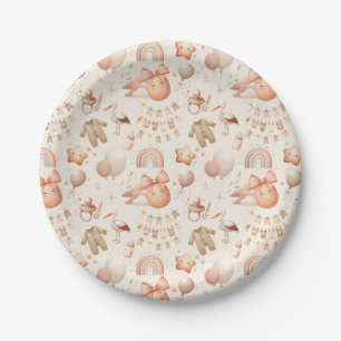 Prato De Papel Chapas de papel bege para Chá de fraldas branco