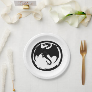 Prato De Papel Chapas de papel branco do Dragão Negro