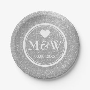 Prato De Papel Chapas de papel brilhante prateado para casamento
