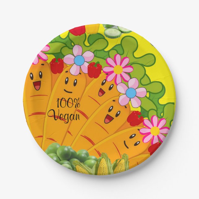 Prato De Papel Chapas de Papel, Carrots Peas 100% Vegan (Frente)