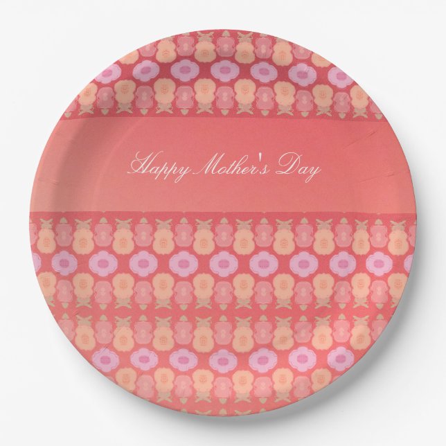 Prato De Papel Chapas de papel com dia de as mães (Frente)