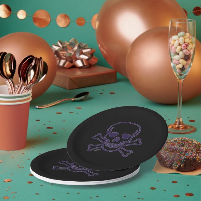 Prato De Papel Chapas de papel de crânio para fantasmas (Múltiplo)
