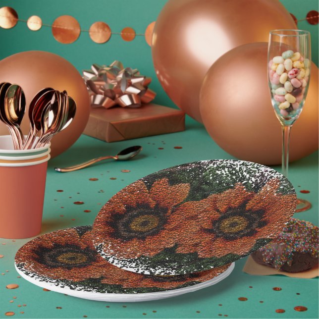 Prato De Papel Chapas de papel de margarida laranja (Múltiplo)