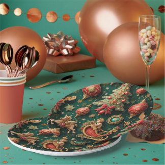 Prato De Papel Chapas de papel de Natal Elegante Barroco