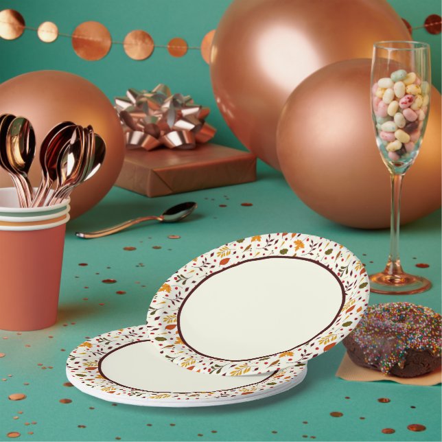Prato De Papel Chapas de papel em folhas de outono mistas (Múltiplo)
