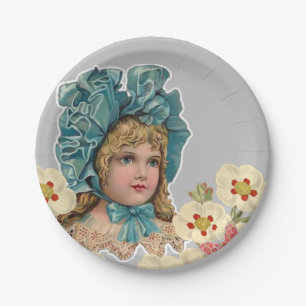 Prato De Papel Chapas de Papel, Flores Florais De Mulher Vintage