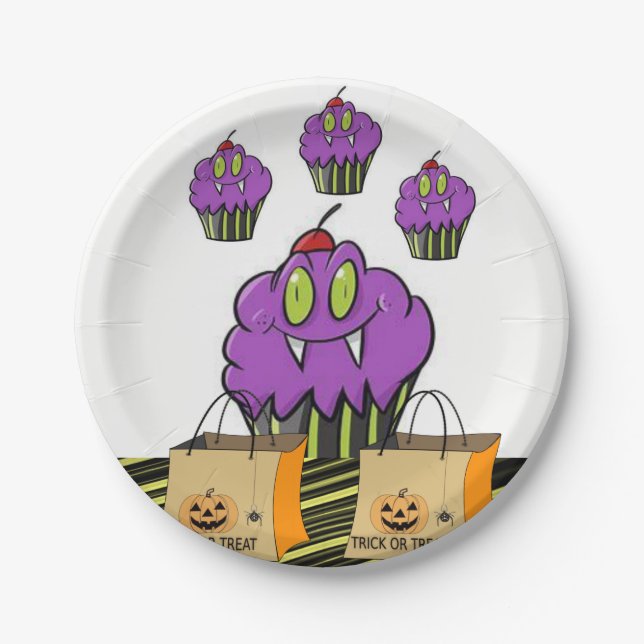 Prato De Papel Chapas de papel Halloween (Frente)