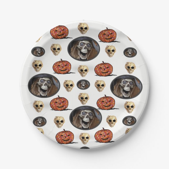 Prato De Papel Chapas de papel Halloween (Frente)
