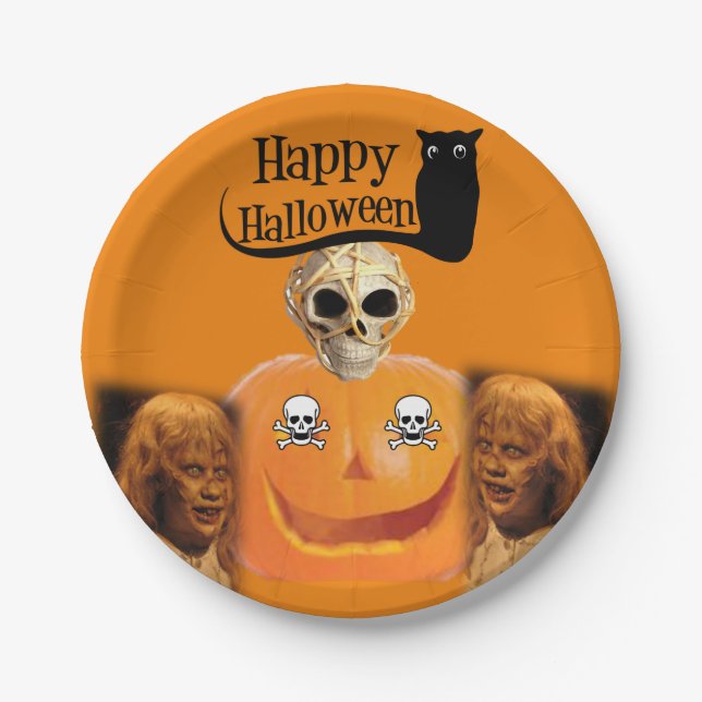 Prato De Papel Chapas de papel Halloween (Frente)