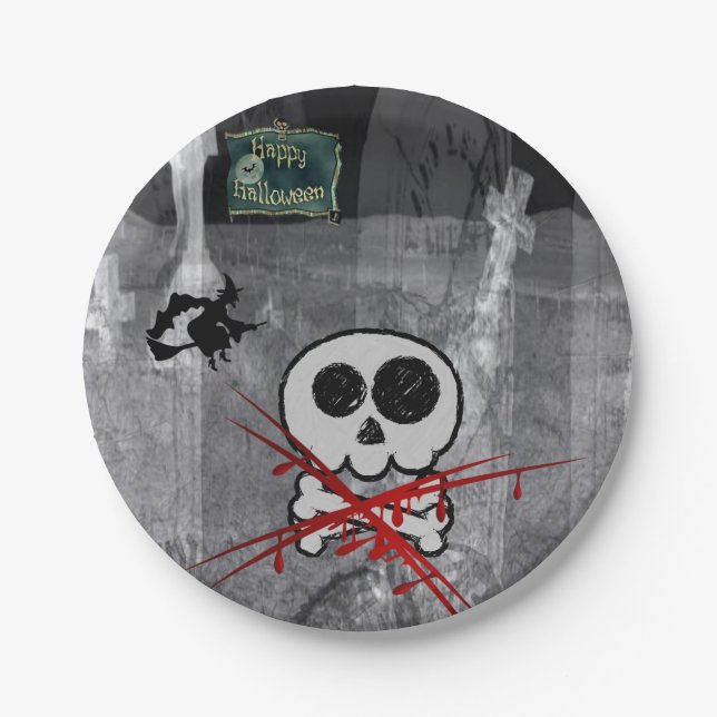 Prato De Papel Chapas de papel Halloween (Frente)